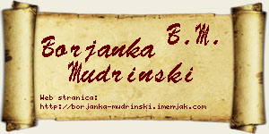 Borjanka Mudrinski vizit kartica